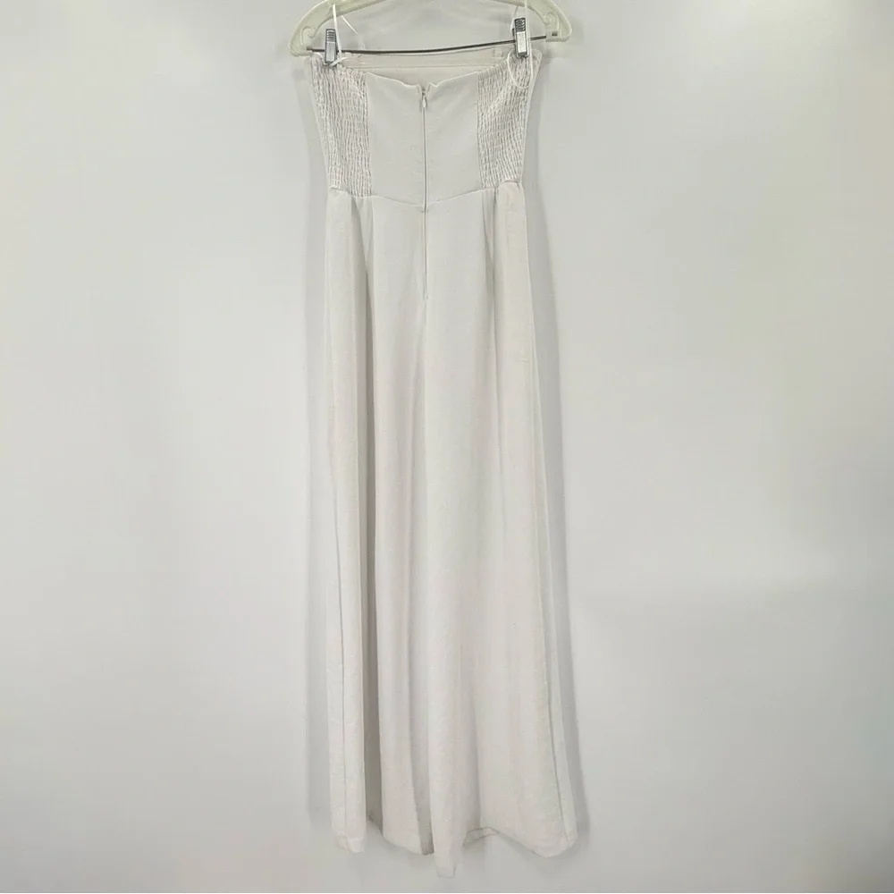 Abercrombie & Fitch Strapless Wide Leg Jumpsuit Linen Bridal Coastal S - Picture 3 of 7